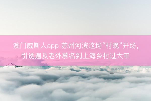 澳门威斯人app 苏州河滨这场“村晚”开场，引诱遍及老外慕名到上海乡村过大年