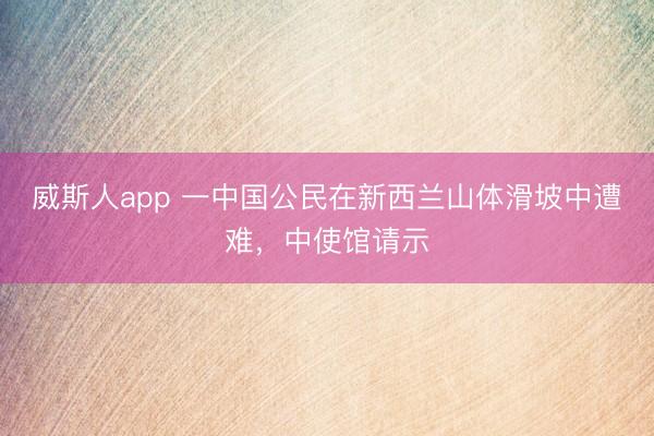 威斯人app 一中国公民在新西兰山体滑坡中遭难，中使馆请示