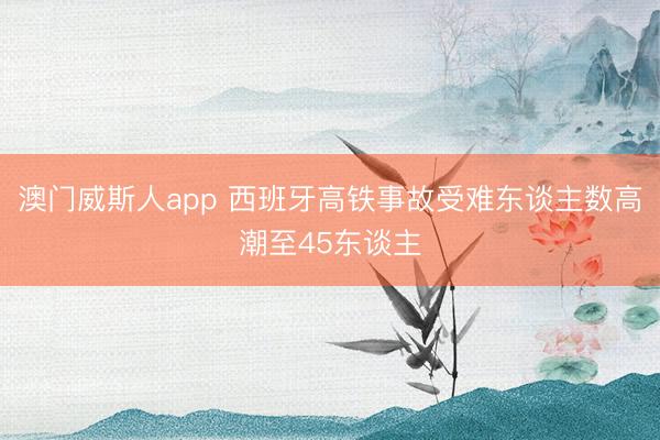 澳门威斯人app 西班牙高铁事故受难东谈主数高潮至45东谈主