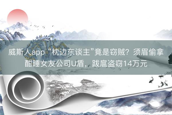 威斯人app “枕边东谈主”竟是窃贼？须眉偷拿酣睡女友公司U盾，跋扈盗窃14万元