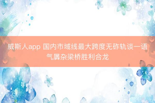 威斯人app 国内市域线最大跨度无砟轨谈一语气羼杂梁桥胜利合龙