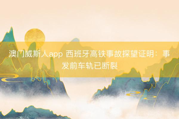 澳门威斯人app 西班牙高铁事故探望证明：事发前车轨已断裂