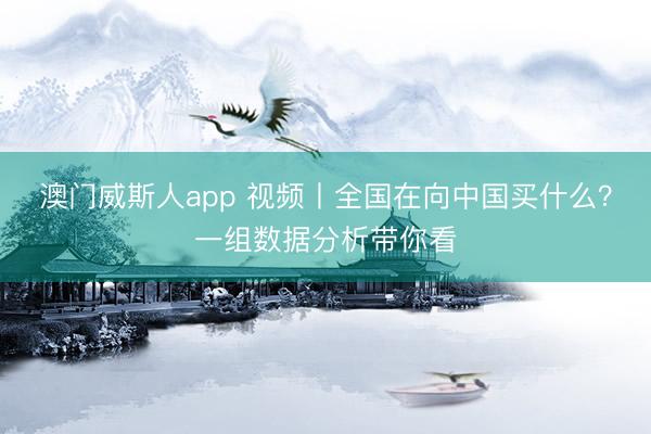 澳门威斯人app 视频丨全国在向中国买什么？一组数据分析带你看