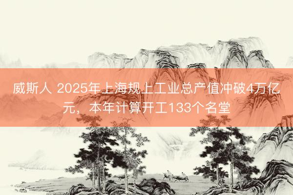 威斯人 2025年上海规上工业总产值冲破4万亿元，本年计算开工133个名堂