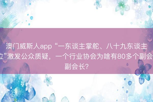 澳门威斯人app “一东谈主掌舵、八十九东谈主辅位”激发公众质疑，一个行业协会为啥有80多个副会长？