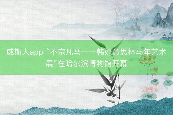 威斯人app “不宗凡马——韩好意思林马年艺术展”在哈尔滨博物馆开幕