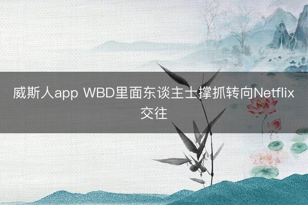 威斯人app WBD里面东谈主士撑抓转向Netflix交往