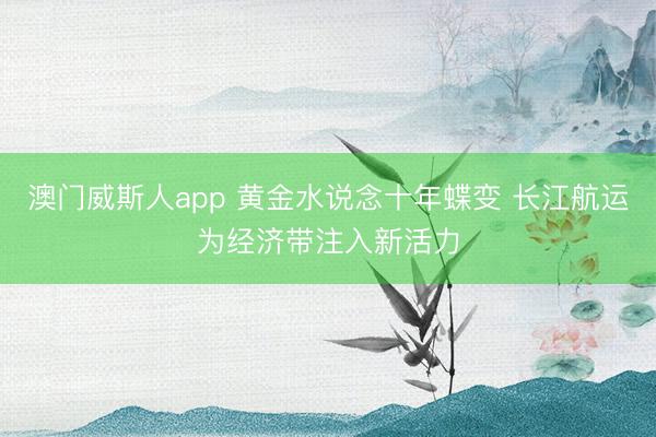 澳门威斯人app 黄金水说念十年蝶变 长江航运为经济带注入新活力
