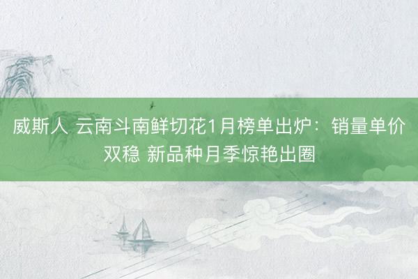 威斯人 云南斗南鲜切花1月榜单出炉：销量单价双稳 新品种月季惊艳出圈