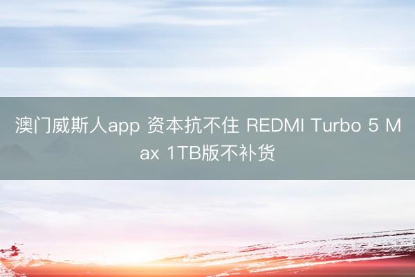 澳门威斯人app 资本抗不住 REDMI Turbo 5 Max 1TB版不补货