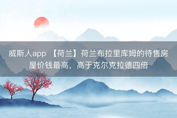 威斯人app 【荷兰】荷兰布拉里库姆的待售房屋价钱最高，高于克尔克拉德四倍