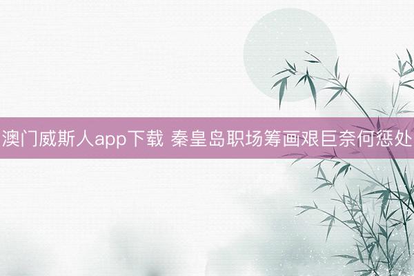 澳门威斯人app下载 秦皇岛职场筹画艰巨奈何惩处