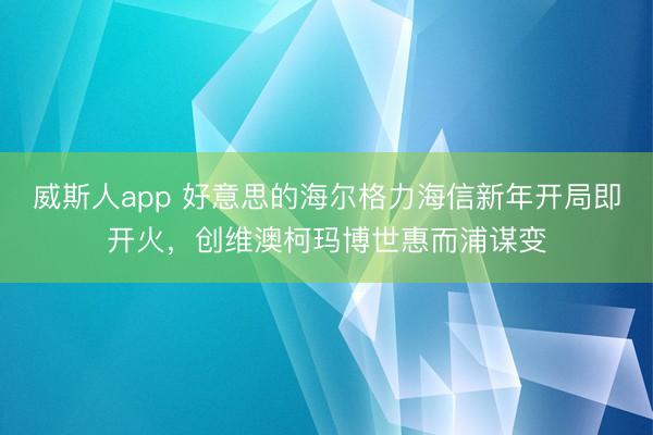 威斯人app 好意思的海尔格力海信新年开局即开火,创维澳柯玛博世惠而浦谋变