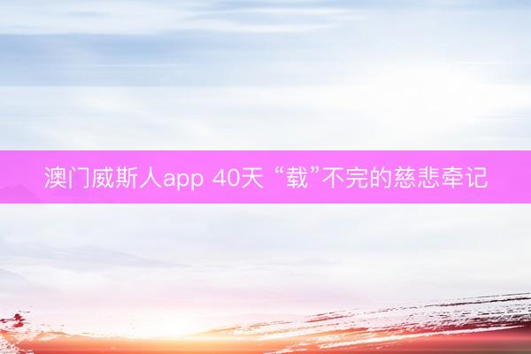 澳门威斯人app 40天 “载”不完的慈悲牵记