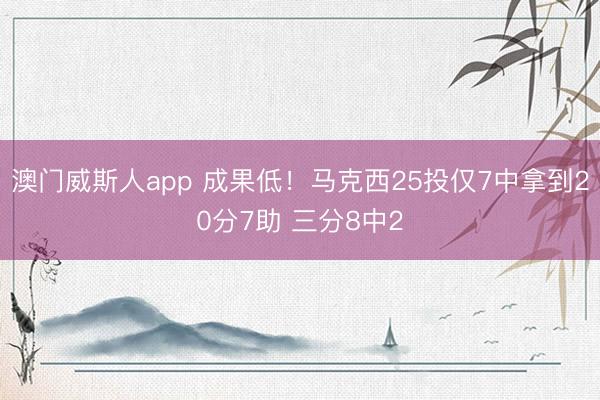 澳门威斯人app 成果低！马克西25投仅7中拿到20分7助 三分8中2