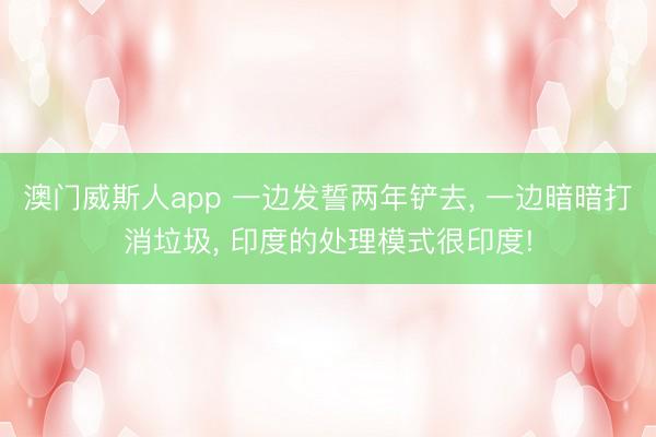 澳门威斯人app 一边发誓两年铲去, 一边暗暗打消垃圾, 印度的处理模式很印度!
