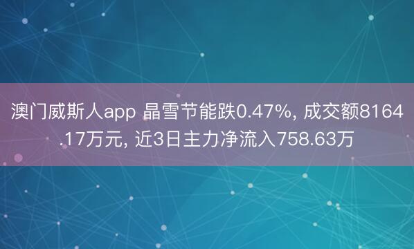 澳门威斯人app 晶雪节能跌0.47%， 成交额8164.17万元， 近3日主力净流入758.63万