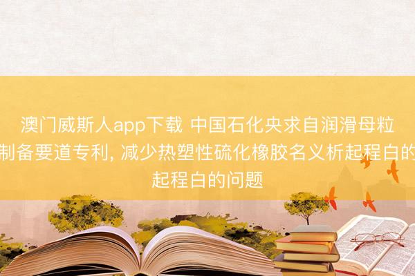 澳门威斯人app下载 中国石化央求自润滑母粒过火制备要道专利, 减少热塑性硫化橡胶名义析起程白的问题