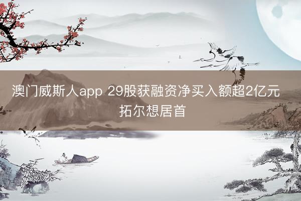 澳门威斯人app 29股获融资净买入额超2亿元 拓尔想居首