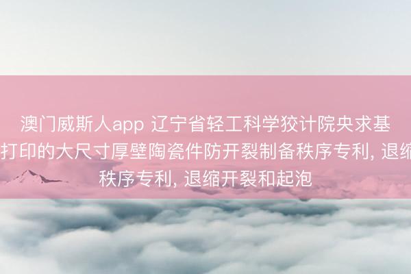 澳门威斯人app 辽宁省轻工科学狡计院央求基于光固化3D打印的大尺寸厚壁陶瓷件防开裂制备秩序专利， 退缩开裂和起泡