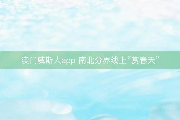 澳门威斯人app 南北分界线上“赏春天”