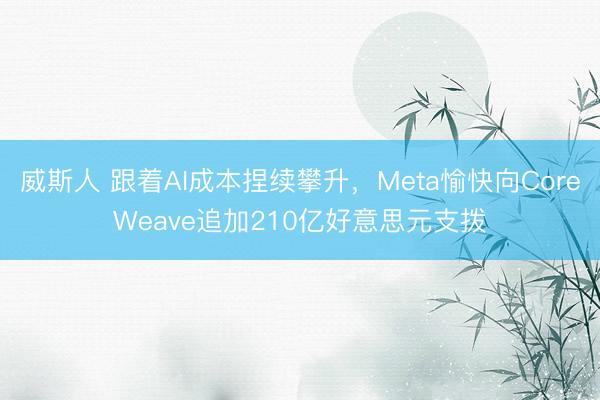 威斯人 跟着AI成本捏续攀升，Meta愉快向CoreWeave追加210亿好意思元支拨