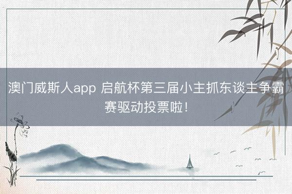 澳门威斯人app 启航杯第三届小主抓东谈主争霸赛驱动投票啦!