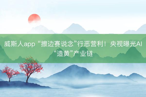 威斯人app “擦边赛说念”行恶营利!央视曝光AI“造黄”产业链