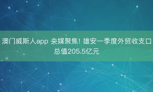 澳门威斯人app 央媒聚焦! 雄安一季度外贸收支口总值205.5亿元
