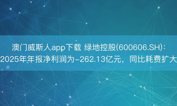 澳门威斯人app下载 绿地控股(600606.SH)：2025年年报净利润为-262.13亿元，同比耗费扩大