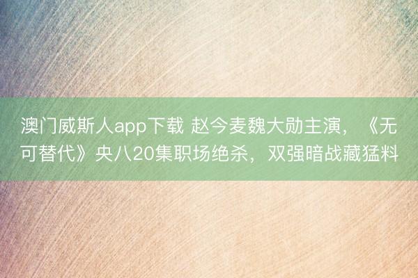 澳门威斯人app下载 赵今麦魏大勋主演，《无可替代》央八20集职场绝杀，双强暗战藏猛料