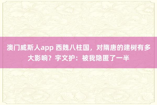 澳门威斯人app 西魏八柱国，对隋唐的建树有多大影响？宇文护：被我隐匿了一半