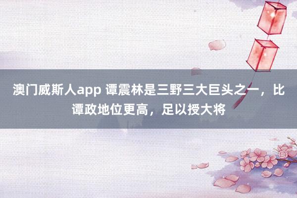 澳门威斯人app 谭震林是三野三大巨头之一，比谭政地位更高，足以授大将