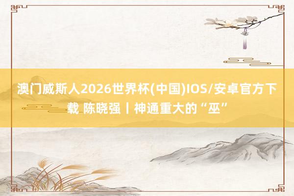澳门威斯人2026世界杯(中国)IOS/安卓官方下载 陈晓强丨神通重大的“巫”