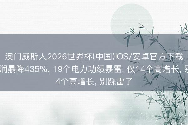 澳门威斯人2026世界杯(中国)IOS/安卓官方下载 电力利润暴降435%， 19个电力功绩暴雷， 仅14个高增长， 别踩雷了
