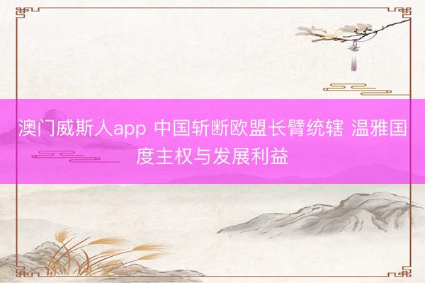 澳门威斯人app 中国斩断欧盟长臂统辖 温雅国度主权与发展利益