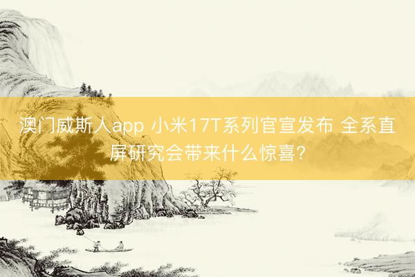 澳门威斯人app 小米17T系列官宣发布 全系直屏研究会带来什么惊喜?