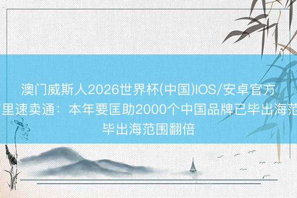 澳门威斯人2026世界杯(中国)IOS/安卓官方下载 阿里速卖通：本年要匡助2000个中国品牌已毕出海范围翻倍